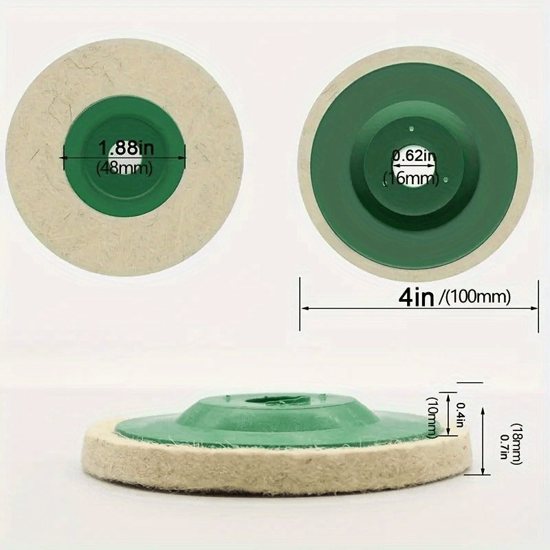 4-Inch Wool Felt Polishing Discs Set for Metal, Car, Glass Buffing