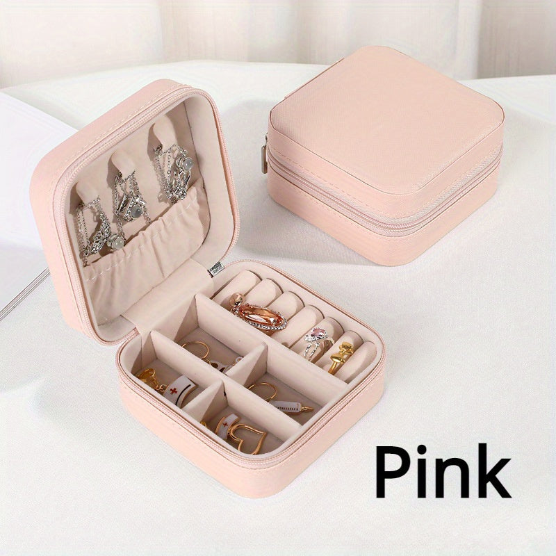 Caja organizadora de joyas para pendientes, collares y anillos, uso en viajes y en casa
