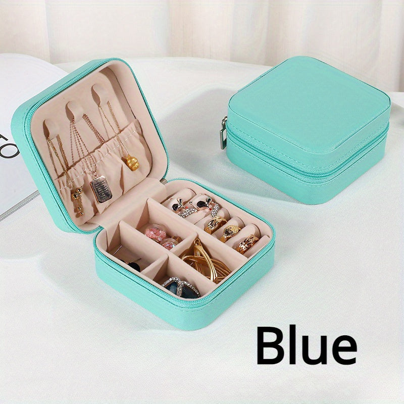 Caja organizadora de joyas para pendientes, collares y anillos, uso en viajes y en casa