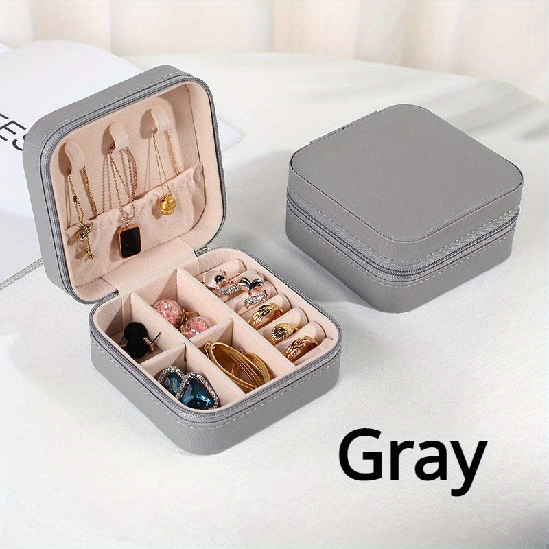 Caja organizadora de joyas para pendientes, collares y anillos, uso en viajes y en casa