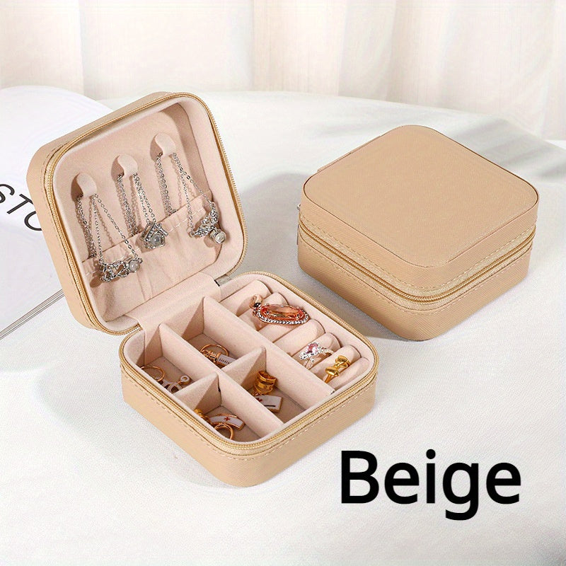 Caja organizadora de joyas para pendientes, collares y anillos, uso en viajes y en casa