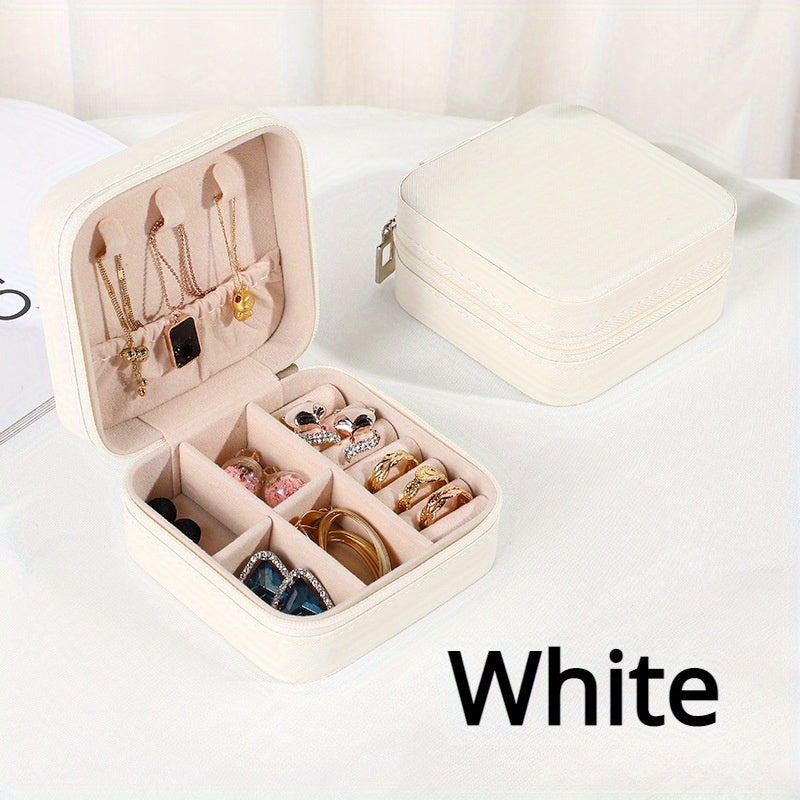 Caja organizadora de joyas para pendientes, collares y anillos, uso en viajes y en casa