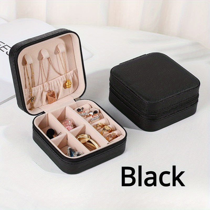 Caja organizadora de joyas para pendientes, collares y anillos, uso en viajes y en casa