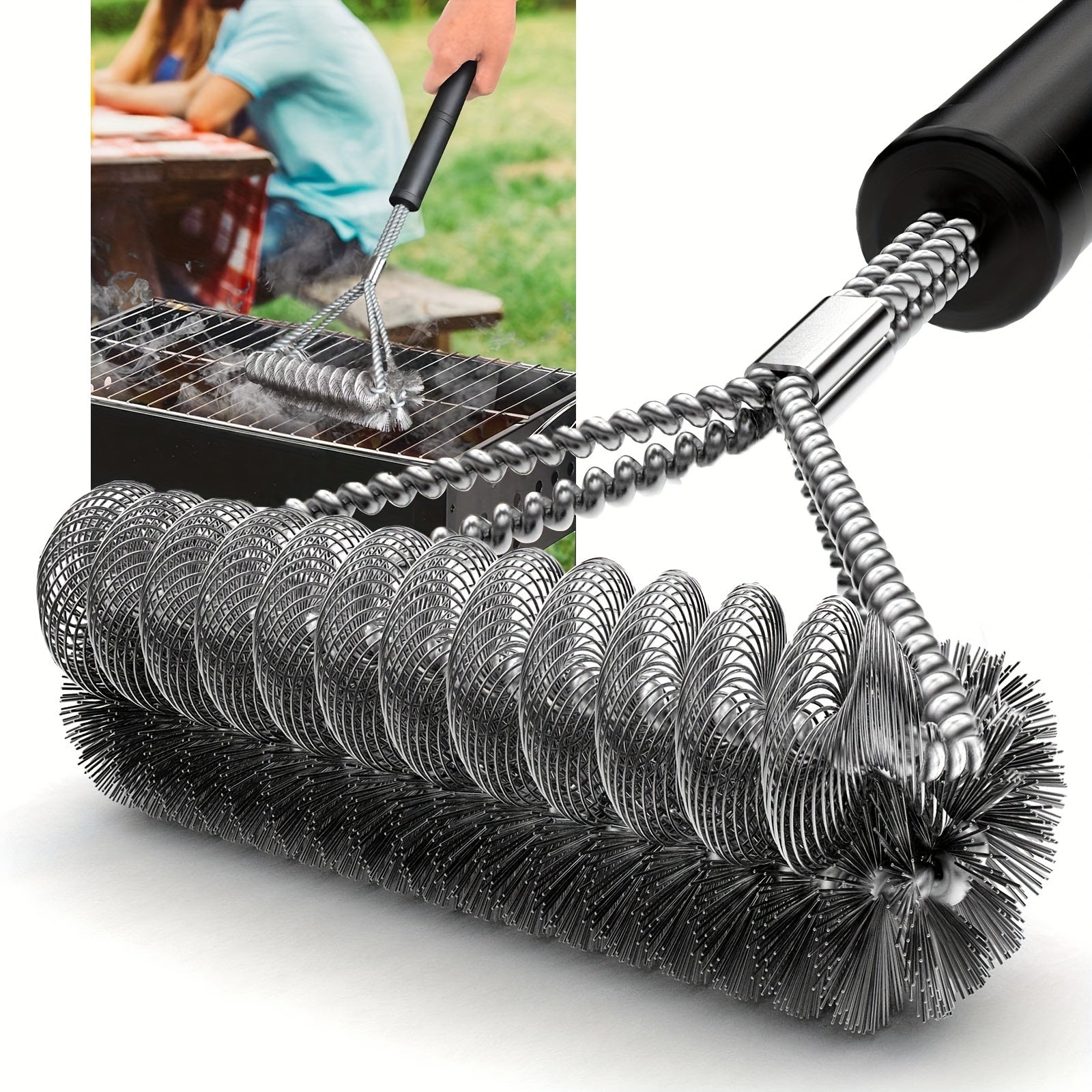 Stainless Steel Grill Brush 38cm Reusable Wire Scraper BBQ Cleaning Tool