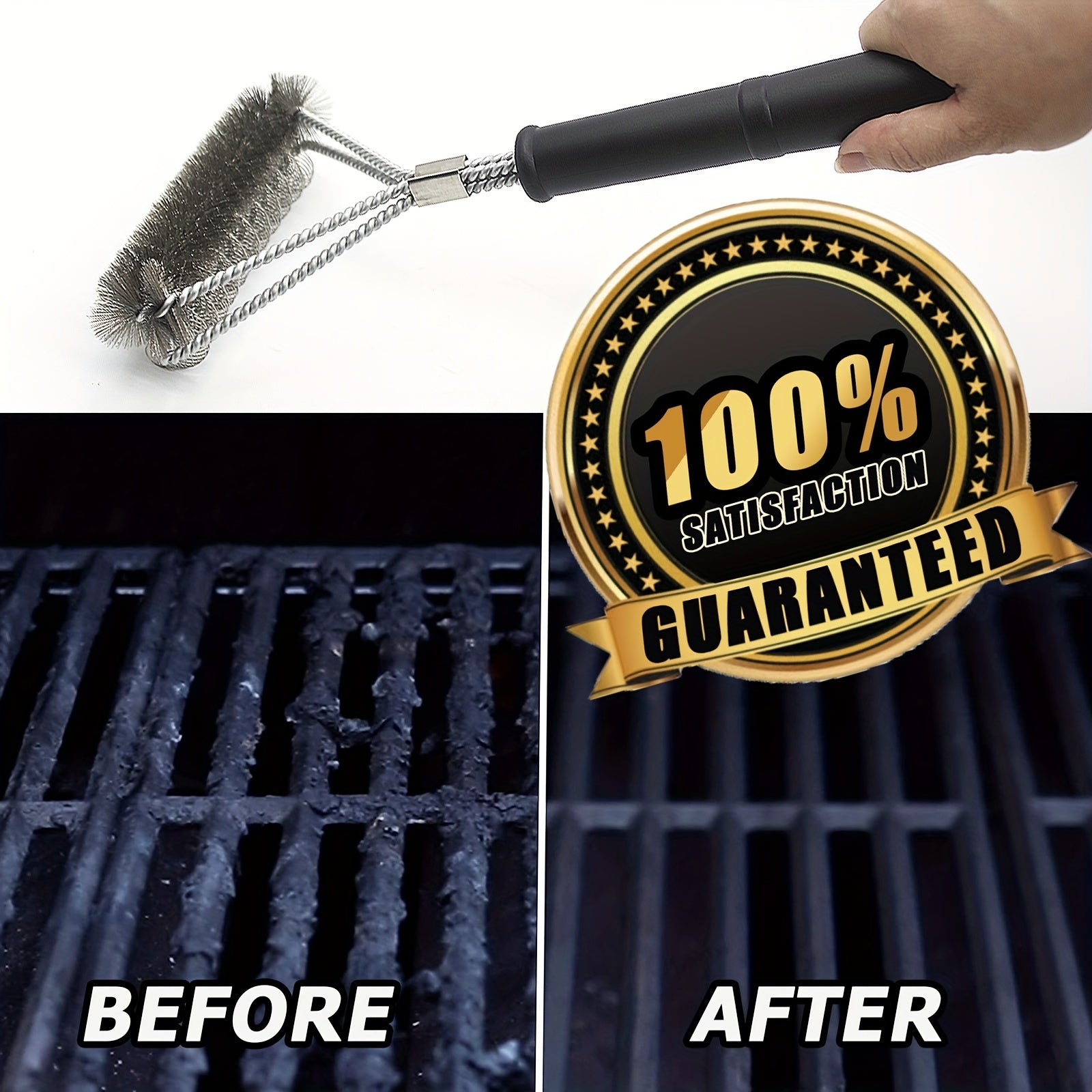 Stainless Steel Grill Brush 38cm Reusable Wire Scraper BBQ Cleaning Tool