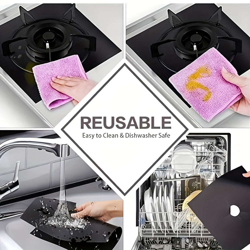 Set of 4 Reusable Stove Burner Covers for Kitchen Cleaning Protects Surface