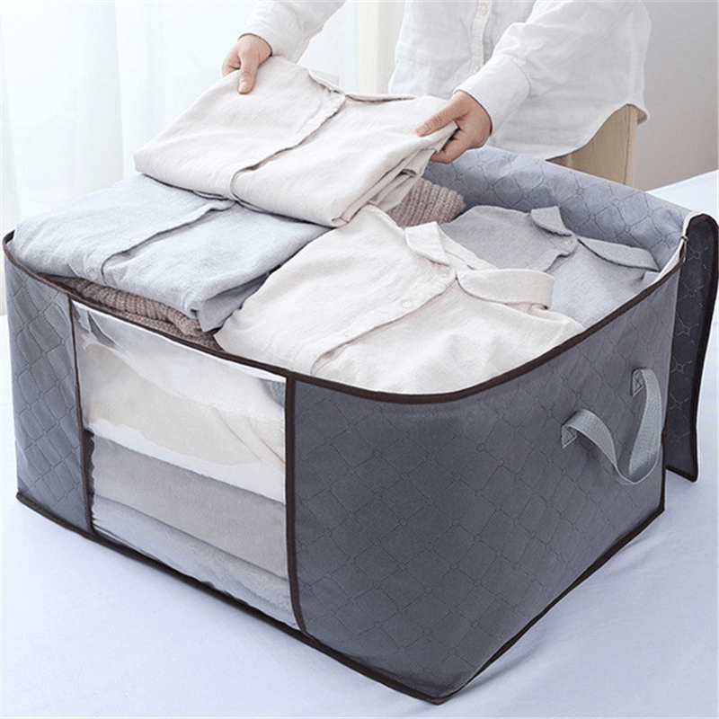 Storage Bag with Transparent Window, Spacious Clothing Organizer, Oval Shape