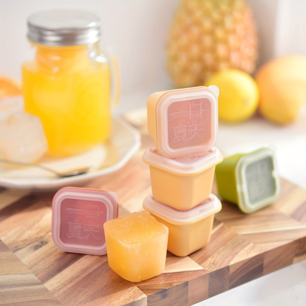 6pcs Colorful Silicone Ice Cube Trays with Lids for Freezer Durable Plastic