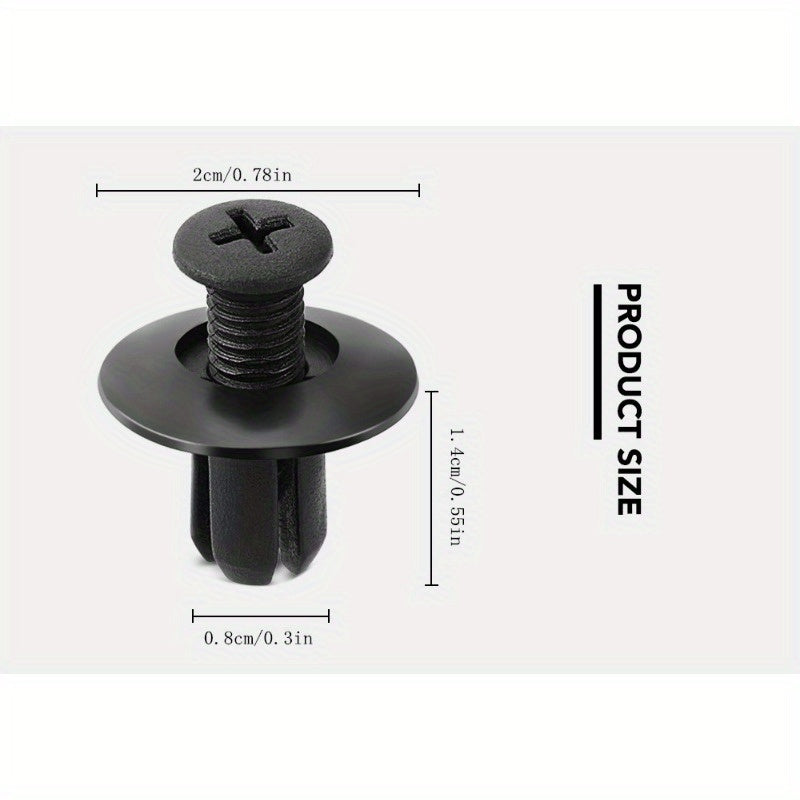 Paquete de 50 remaches de plástico negro para parachoques y guardabarros de coche 8mm