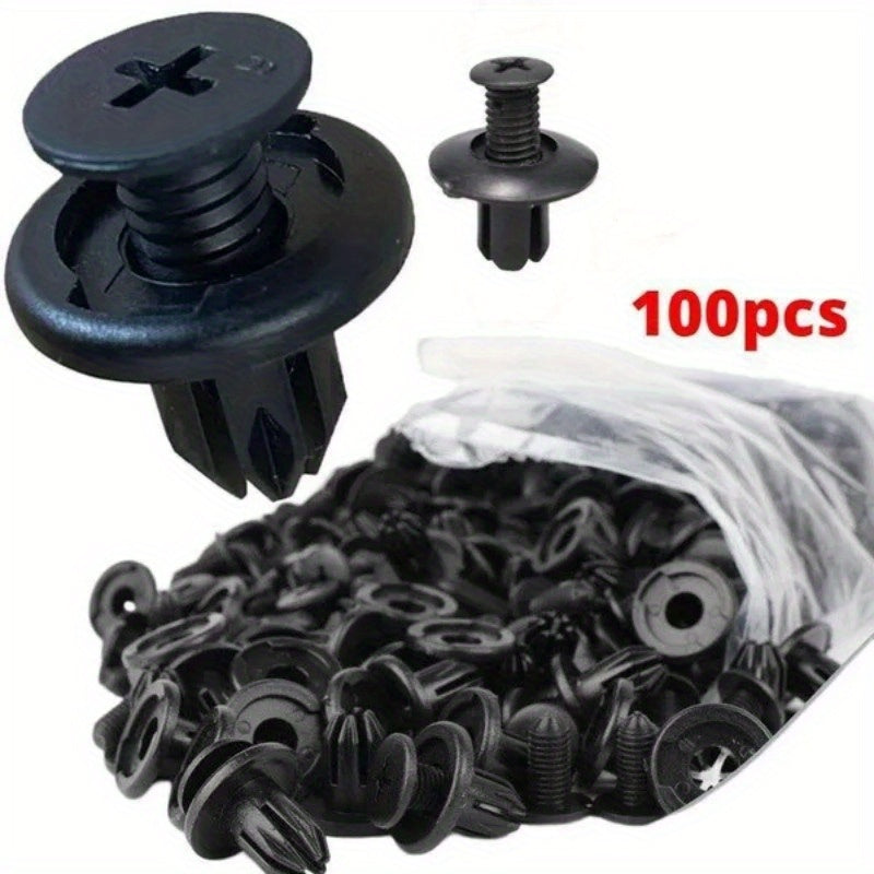 Paquete de 50 remaches de plástico negro para parachoques y guardabarros de coche 8mm