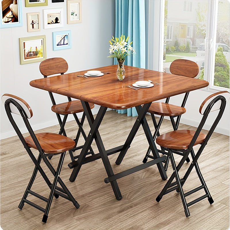 Ergonomic Folding Chair with Backrest for Home Office Outdoor Dark Brown