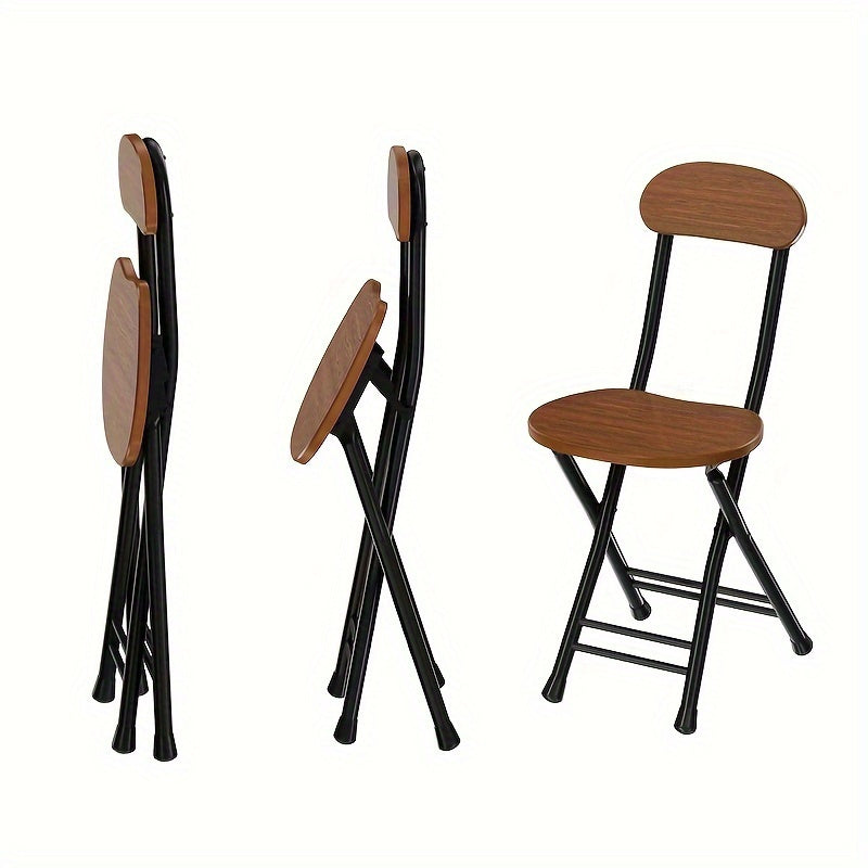 Ergonomic Folding Chair with Backrest for Home Office Outdoor Dark Brown