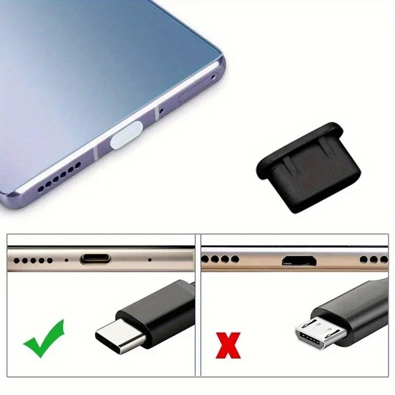 10-to'plam silikon changyutgichlar Type-C zaryadlash portlari uchun mobil telefon aksessuarlari