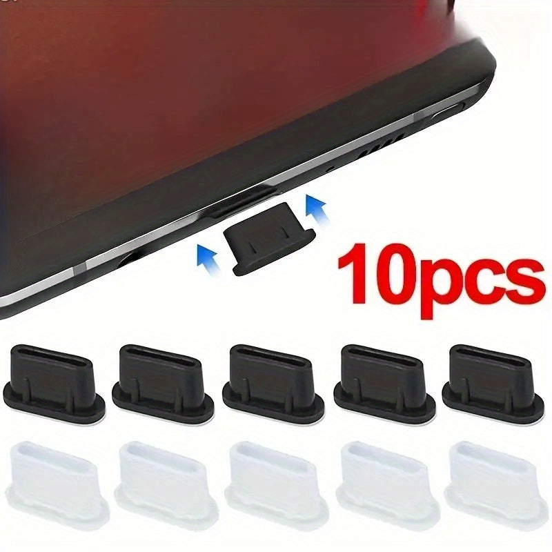 10-Pack Silicone Dust Plugs for Type-C Charging Ports Mobile Phone Accessories