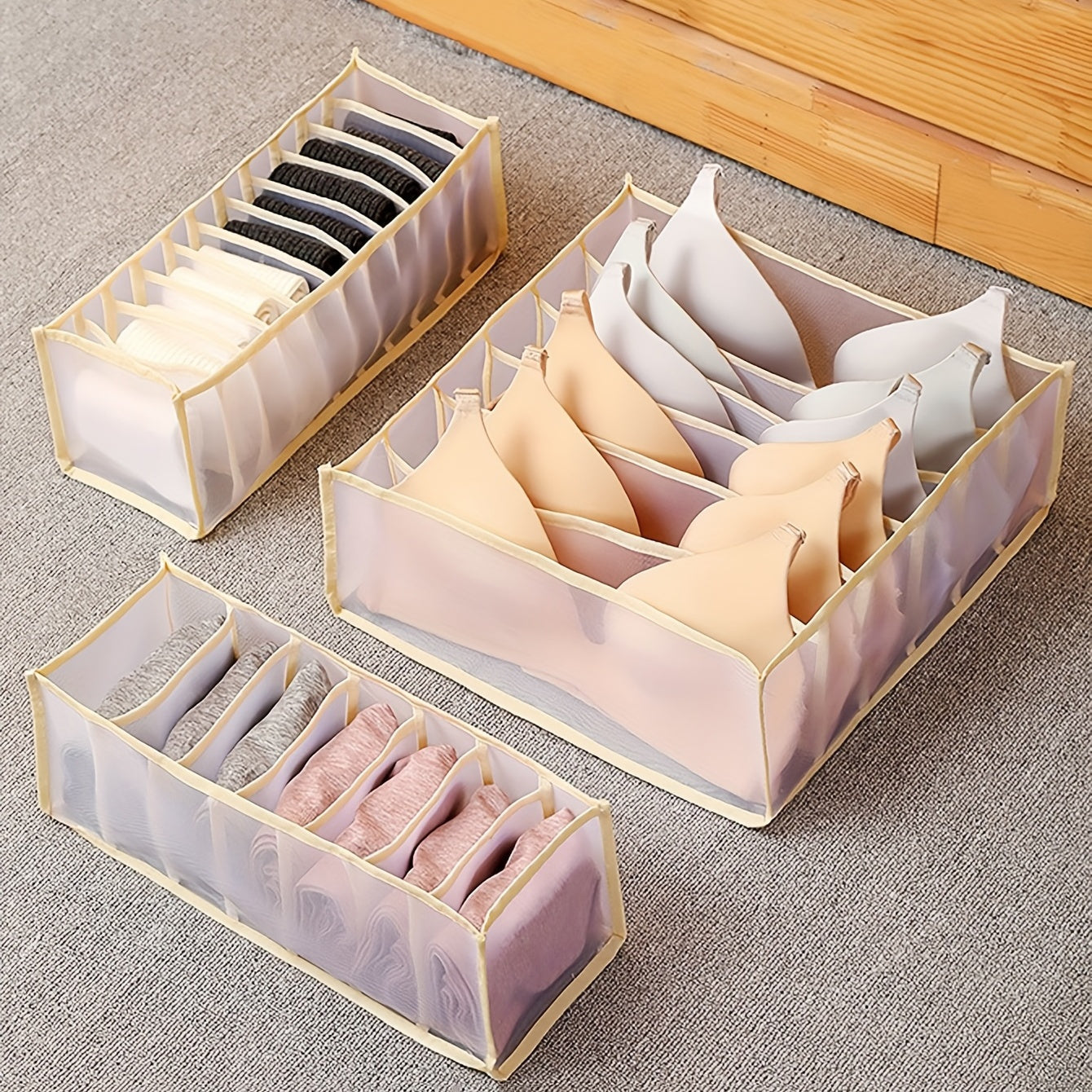 3Pcs Enclosed Car Underwear Storage Organizer Sock Drawer Wardrobe Compartments