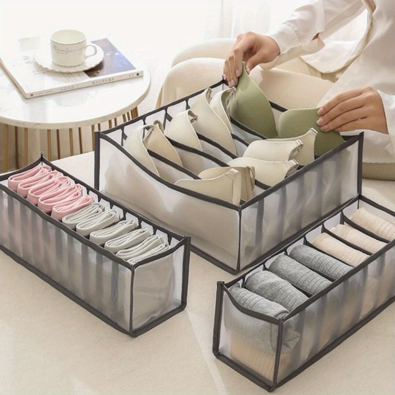 3Pcs Enclosed Car Underwear Storage Organizer Sock Drawer Wardrobe Compartments