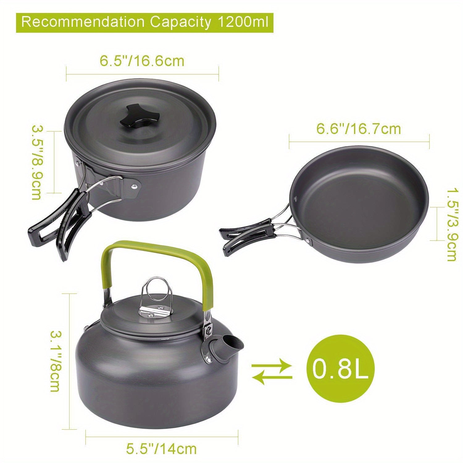Juego de utensilios de cocina para acampar, ligero de aluminio para senderismo, picnics y cocina al aire libre