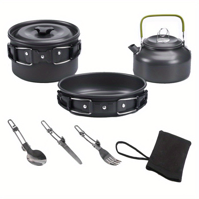 Juego de utensilios de cocina para acampar, ligero de aluminio para senderismo, picnics y cocina al aire libre