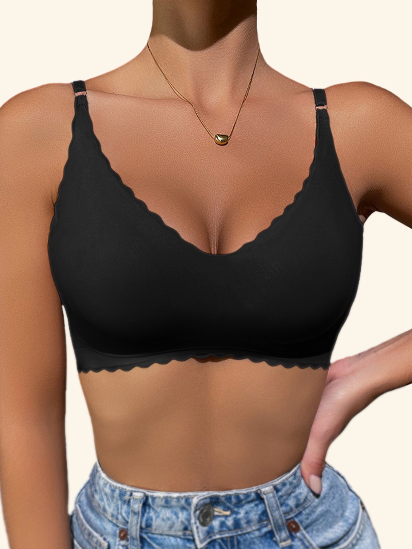 Women's Wireless Seamless Yoga Bra in Black and Brown Breathable Removable Pads