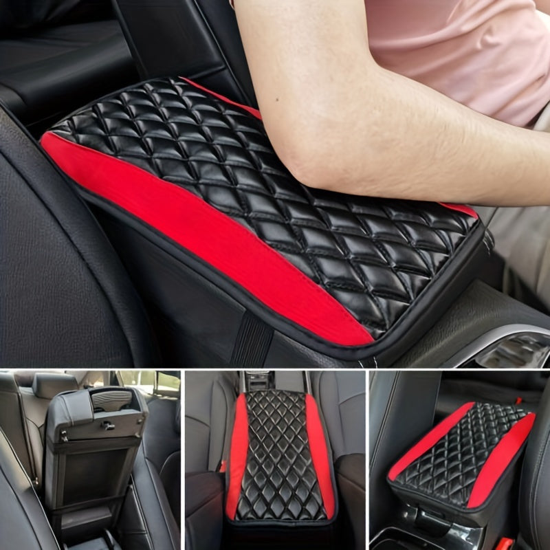 Car Armrest Cover Non-Slip Quilted Cushion Protector Center Console Accessories