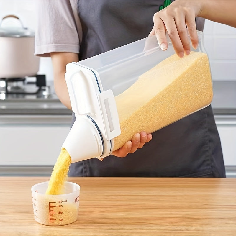 Gran recipiente de almacenamiento de plástico para cocina con vertedor para arroz, cereal y harina