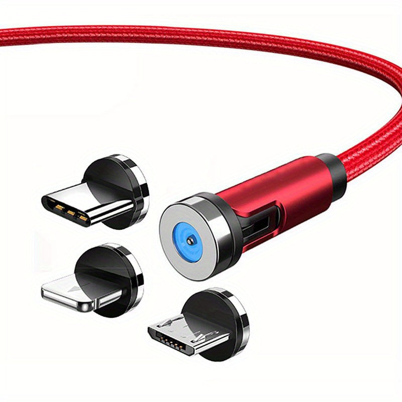 540 Rotate Magnetic Charging Cable with 3 Plugs for Fast Charging Micro USB Type C iPhone