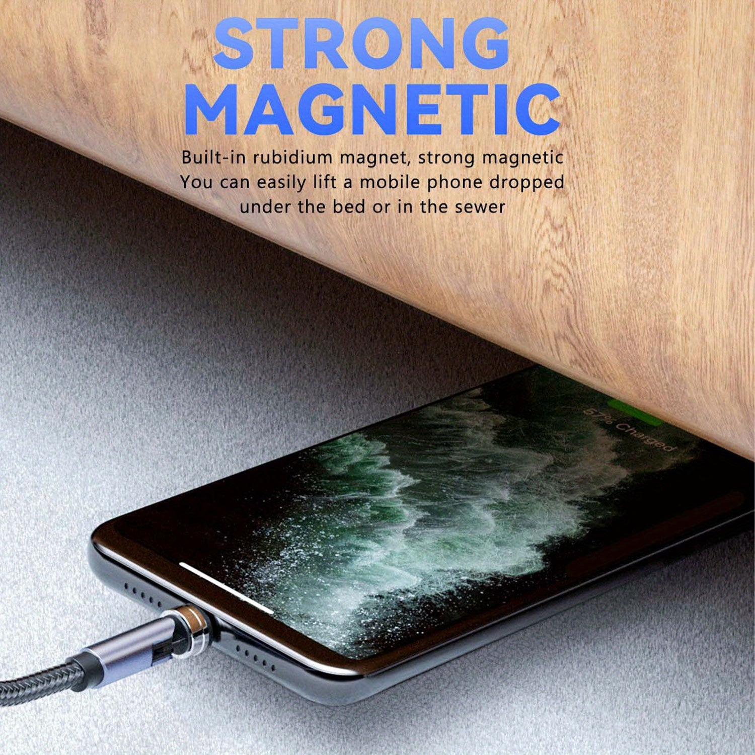 540 Rotate Magnetic Charging Cable with 3 Plugs for Fast Charging Micro USB Type C iPhone