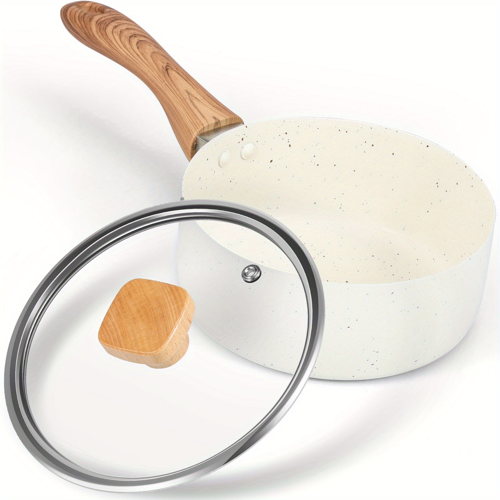 Stainless Steel Induction Sauce Pot 1.2L Non-Stick Glass Lid Dishwasher Safe