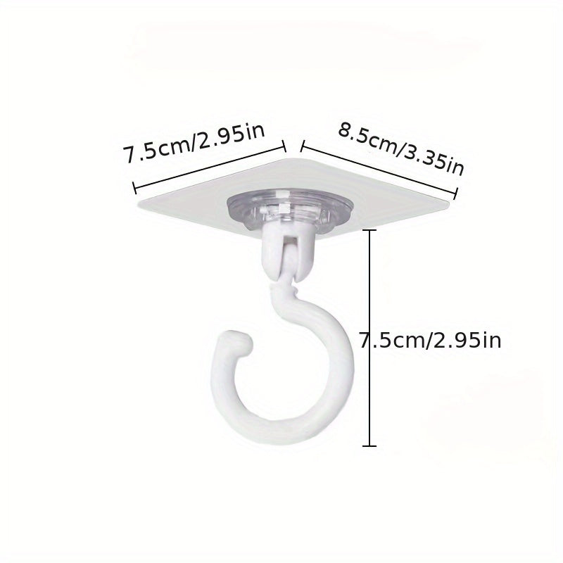 Ceiling Hooks Pack of 2 No Drilling Slip-Resistant Plastic 360 Degree Swivel