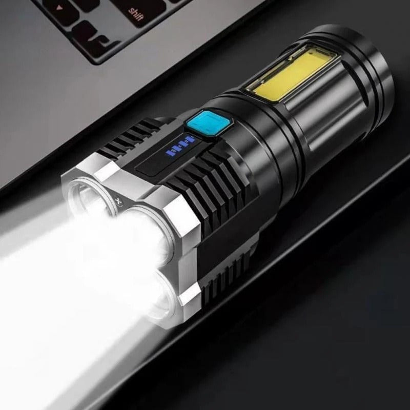 Rechargeable LED Flashlight with COB Side Light 1200mAh Portable Outdoor Camping Torch