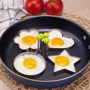 Set of 4 Stainless Steel Egg Molds for Shaping Breakfast Food Shapes Heart Star Flower Round