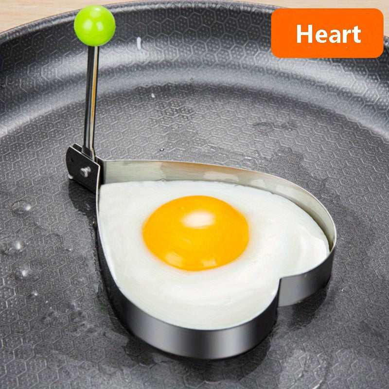 Set of 4 Stainless Steel Egg Molds for Shaping Breakfast Food Shapes Heart Star Flower Round