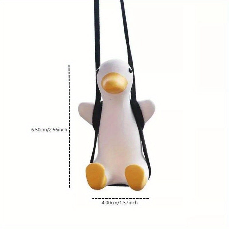 Unisex Car Ornament PC Material Cute Duck Design Rearview Mirror Hanging