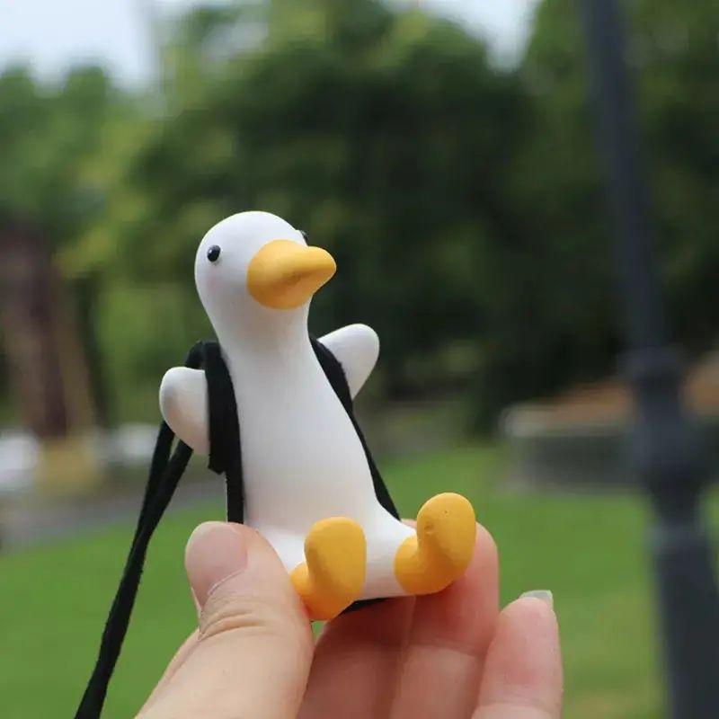 Unisex Car Ornament PC Material Cute Duck Design Rearview Mirror Hanging
