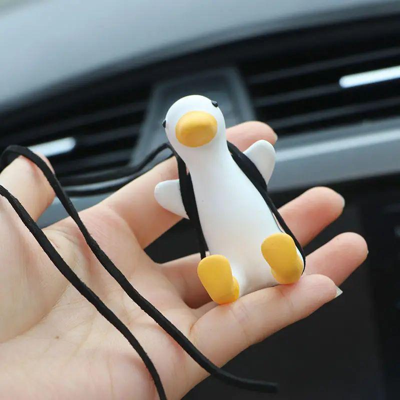 Unisex Car Ornament PC Material Cute Duck Design Rearview Mirror Hanging
