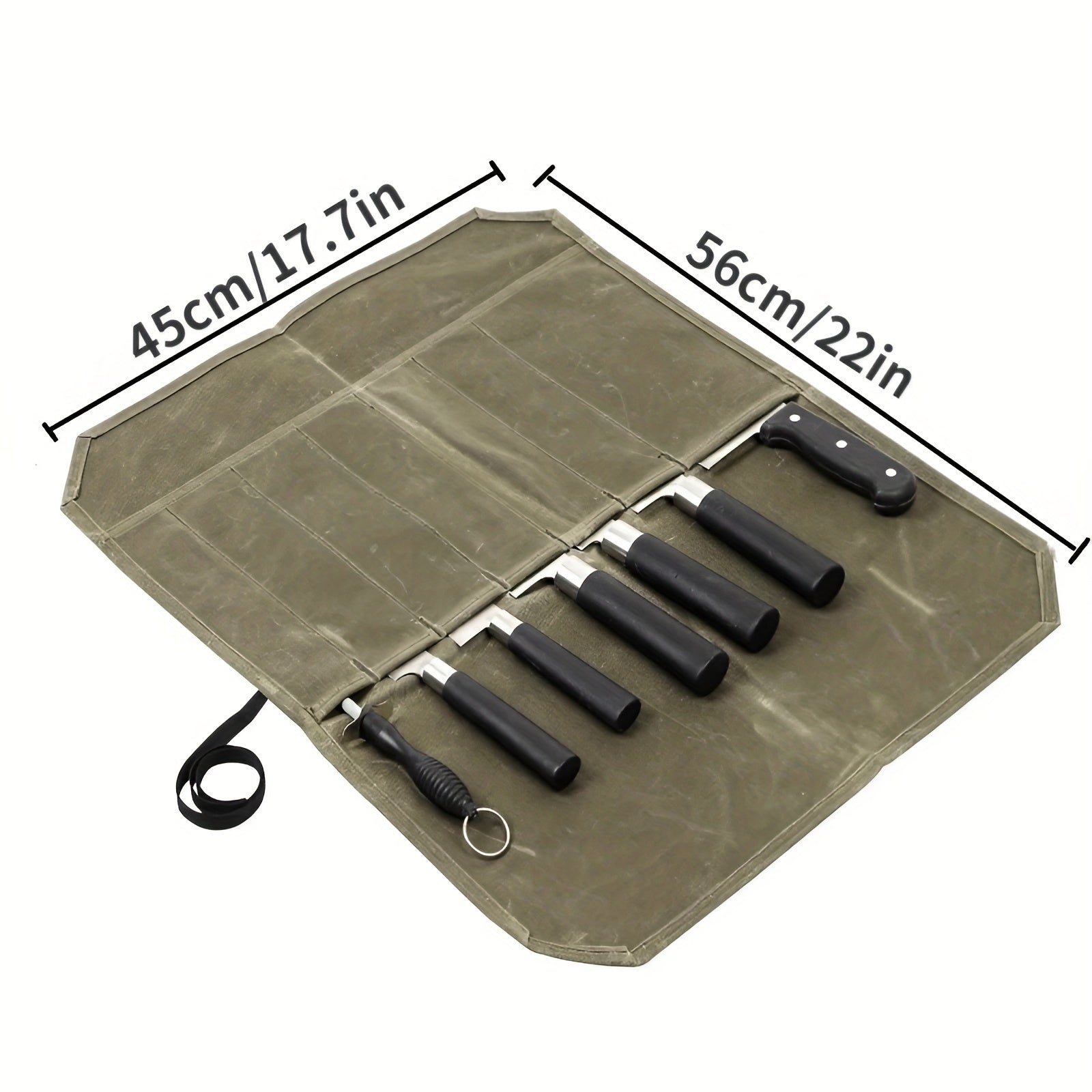 Durable PU Leather Chef Knife Roll Bag with 6 Slots for Kitchen Utensils