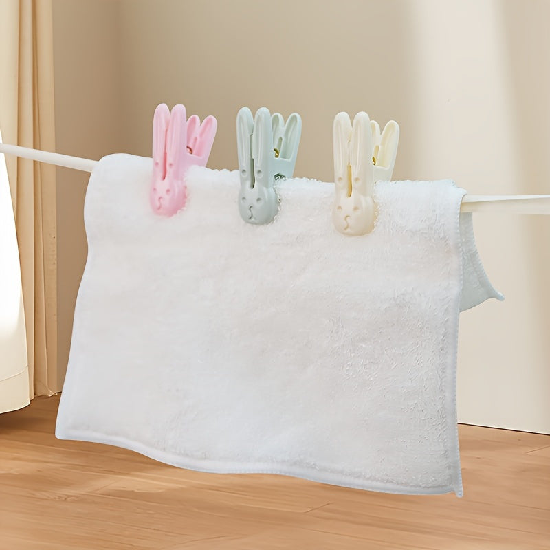 Juego de 10 pinzas de ropa de plástico con forma de conejo, antideslizantes, a prueba de viento, clips para lavandería