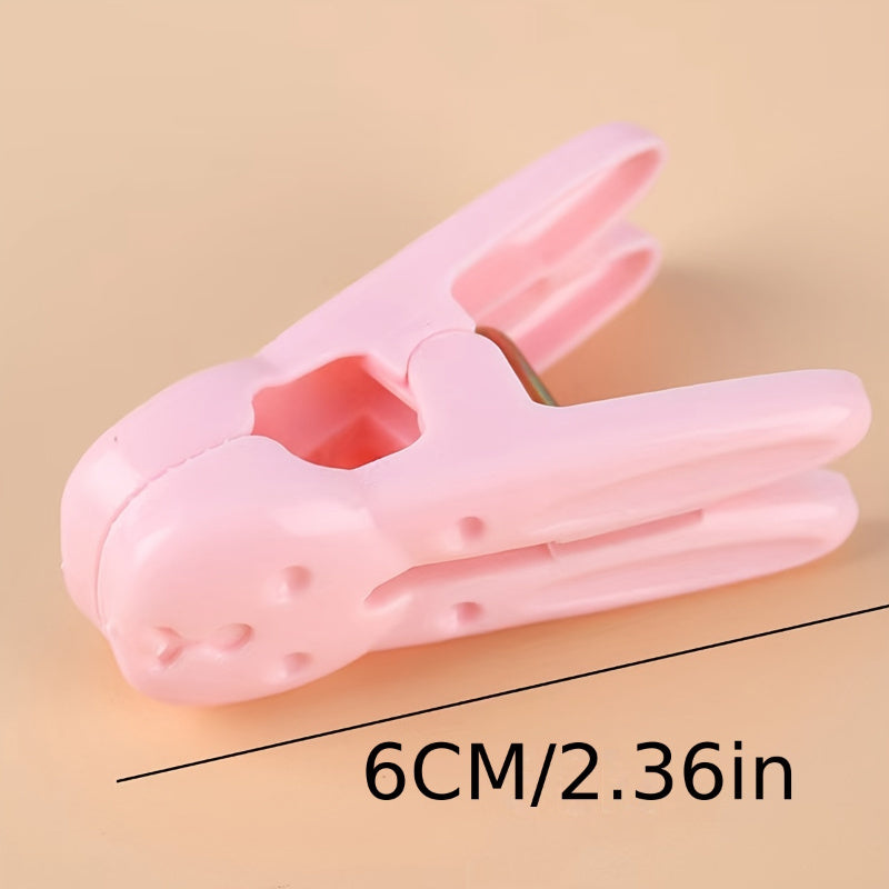Juego de 10 pinzas de ropa de plástico con forma de conejo, antideslizantes, a prueba de viento, clips para lavandería