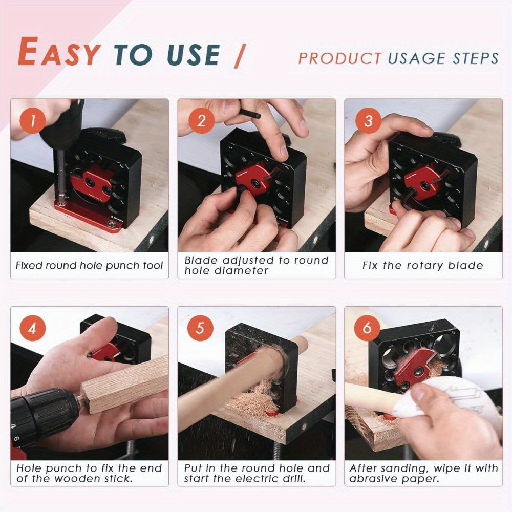 Aluminum Dowel Maker Jig Kit for Woodworking 8-20mm Adjustable Manual Tool