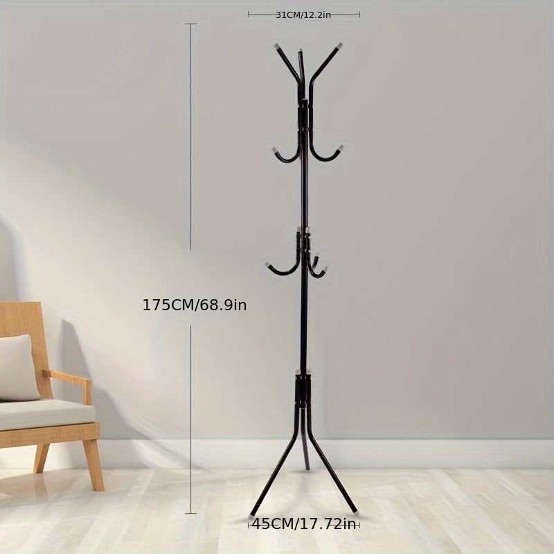 Perchero de metal multiusos independiente para entrada con almacenamiento para sombreros y abrigos