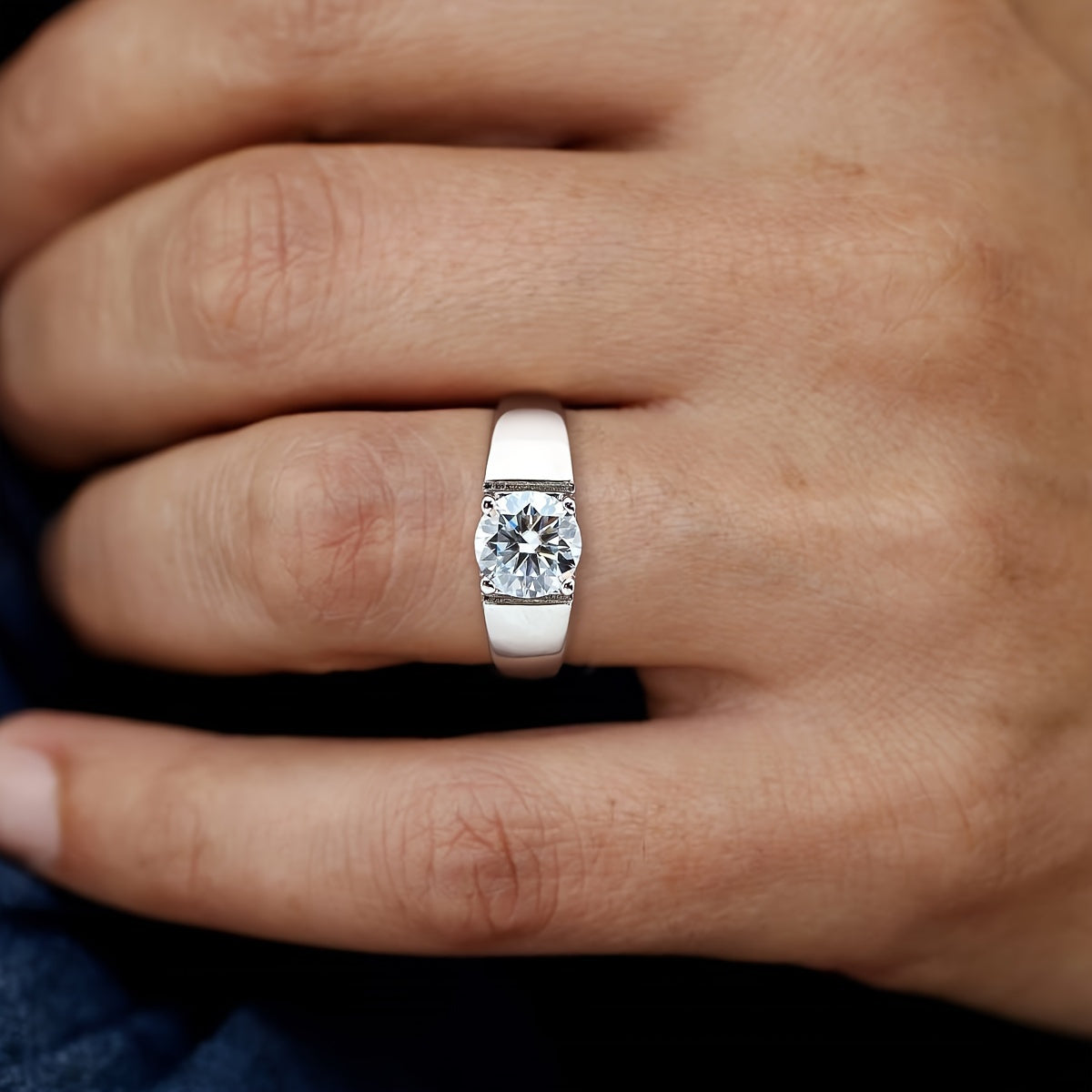 Sterling Silver Moissanite Engagement Ring 1ct Solitaire Wedding Band for Women