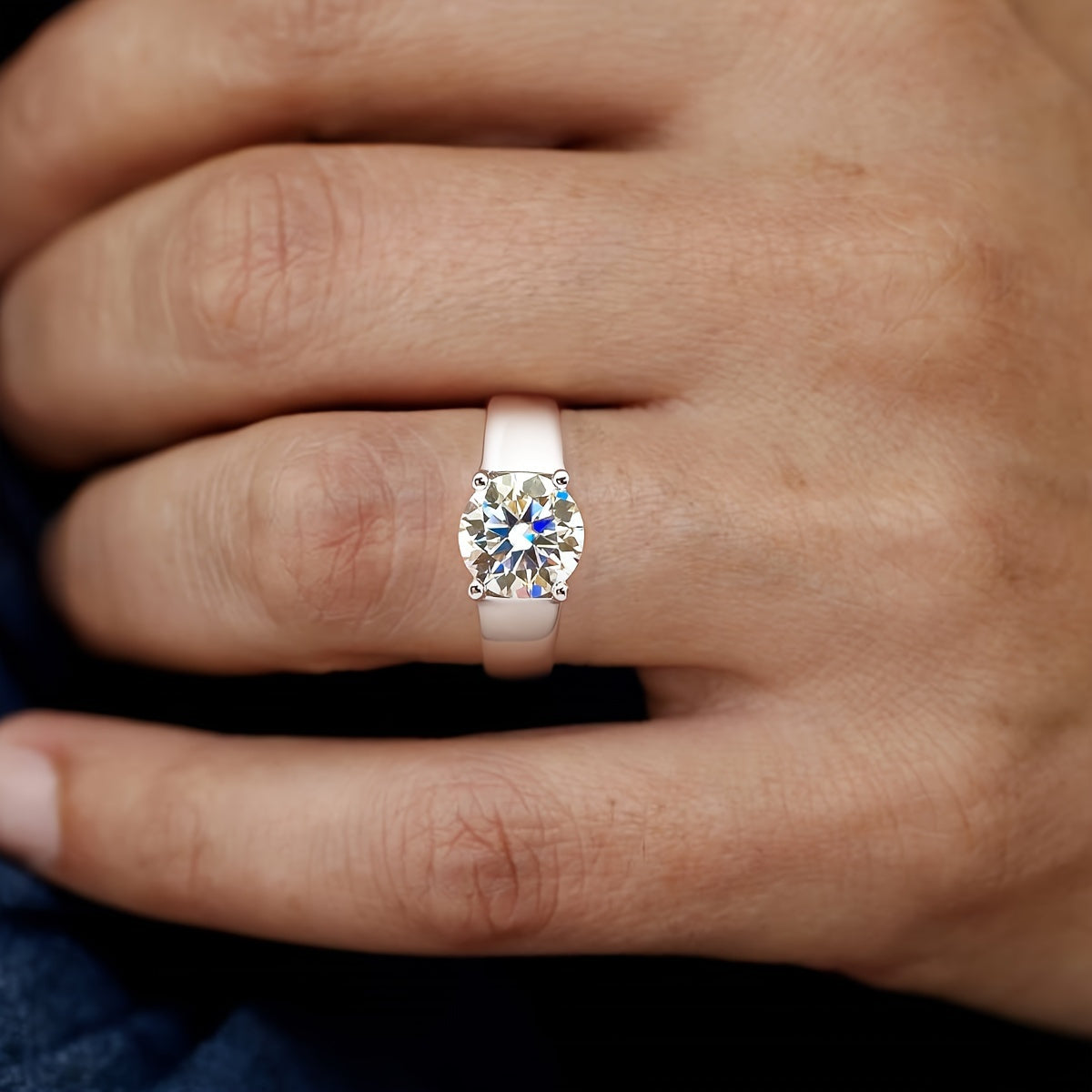 Sterling Silver Moissanite Engagement Ring 1ct Solitaire Wedding Band for Women