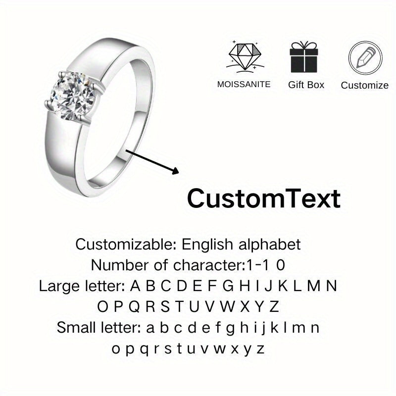 Sterling Silver Moissanite Engagement Ring 1ct Solitaire Wedding Band for Women