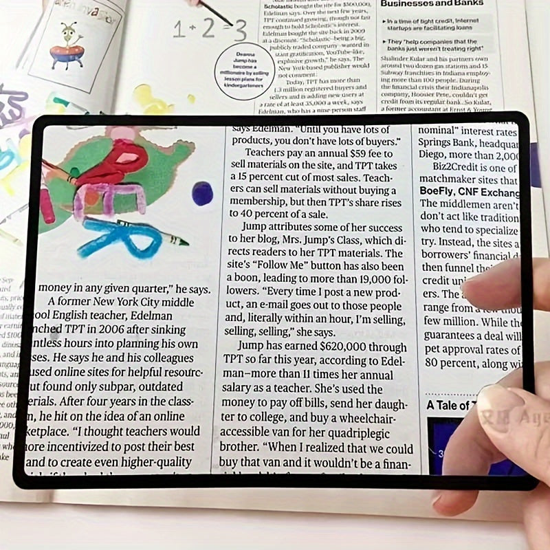 Portable PVC Bookmark Magnifier Card Large Reading Aid 180x120mm