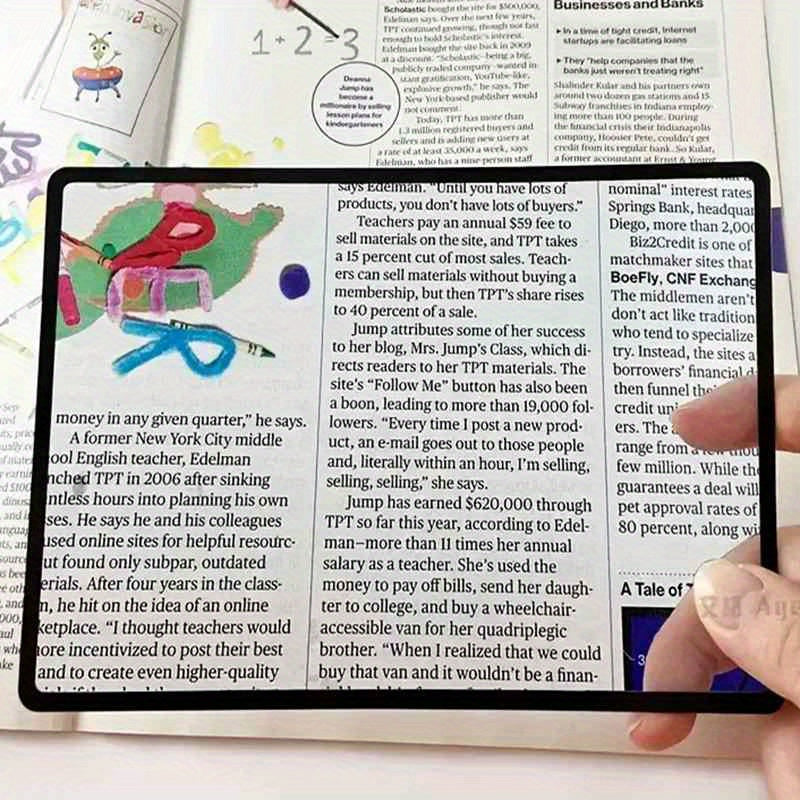 Portable PVC Bookmark Magnifier Card Large Reading Aid 180x120mm