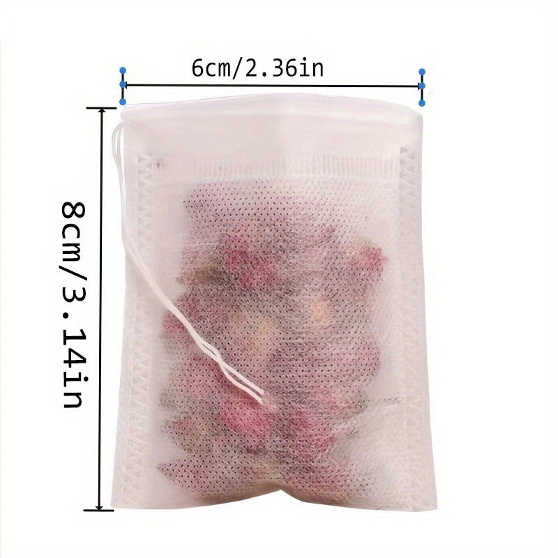 100 dona Bir foydalanish uchun choy infuzor sumkalar, oq, to'qima mato, bo'sh bargli choy va ziravorlar