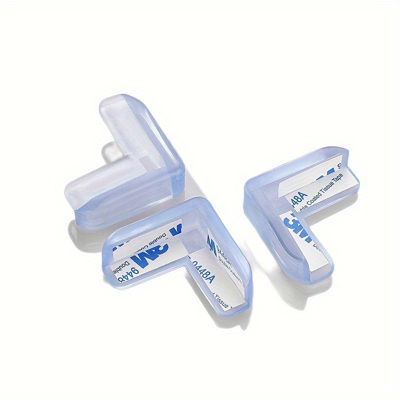12 Transparent Silicone Corner Guards with Strong Adhesive for Furniture Edges L-Shaped and Round
