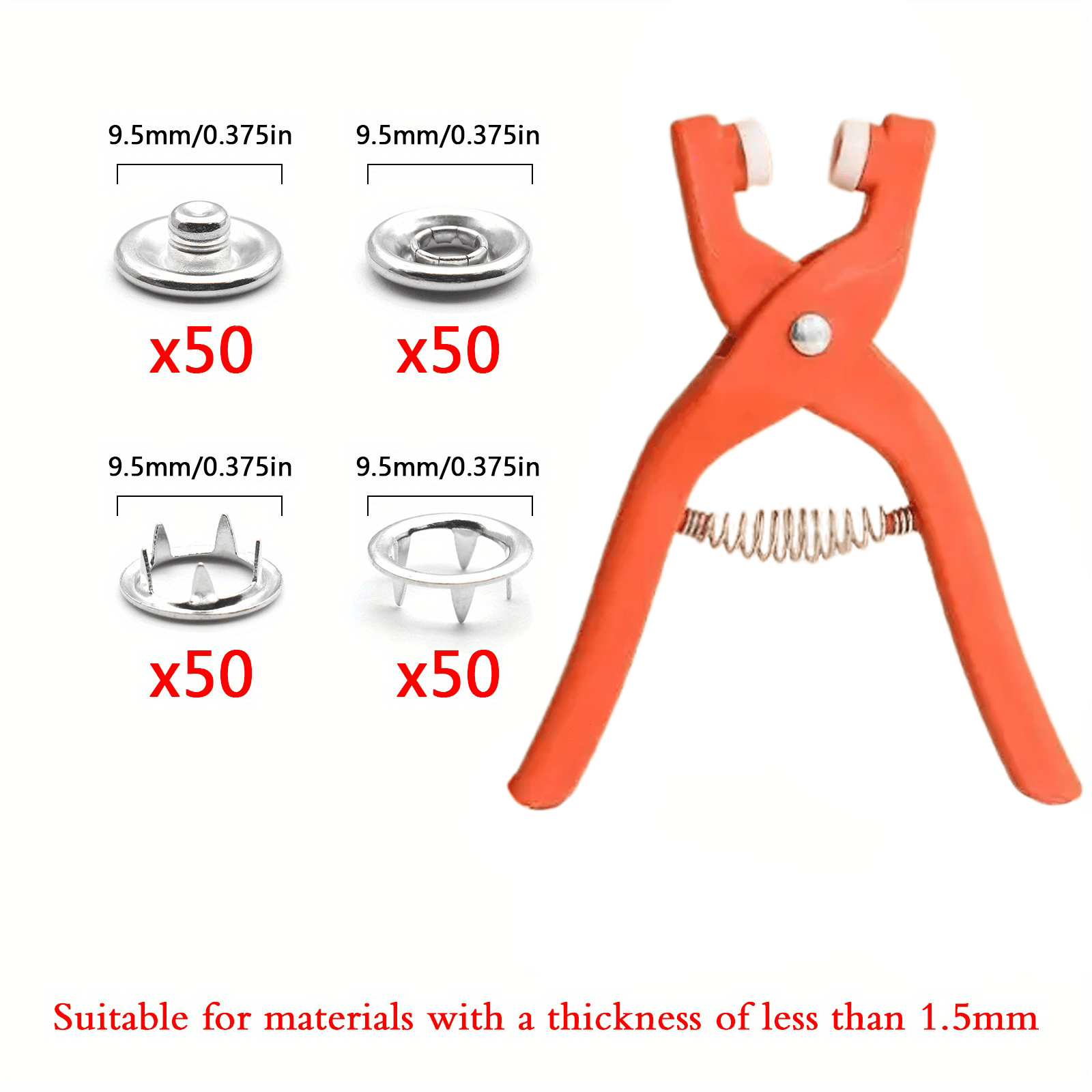 Kit de reparación de botones para costura y tejido con herramienta de instalación gris oscuro
