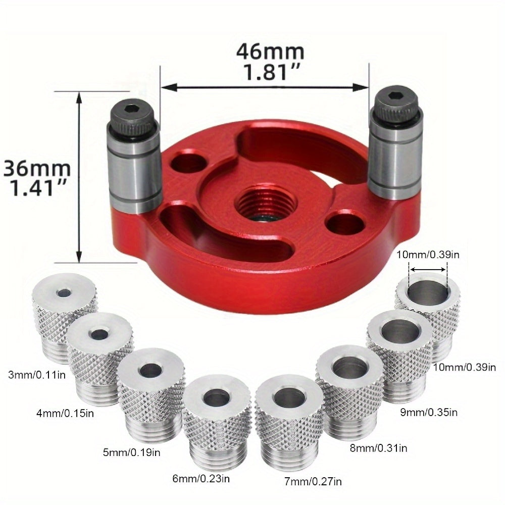 Self-Centering Woodworking Dowel Jig Aluminum Hand Drill Guide for Precise Holes