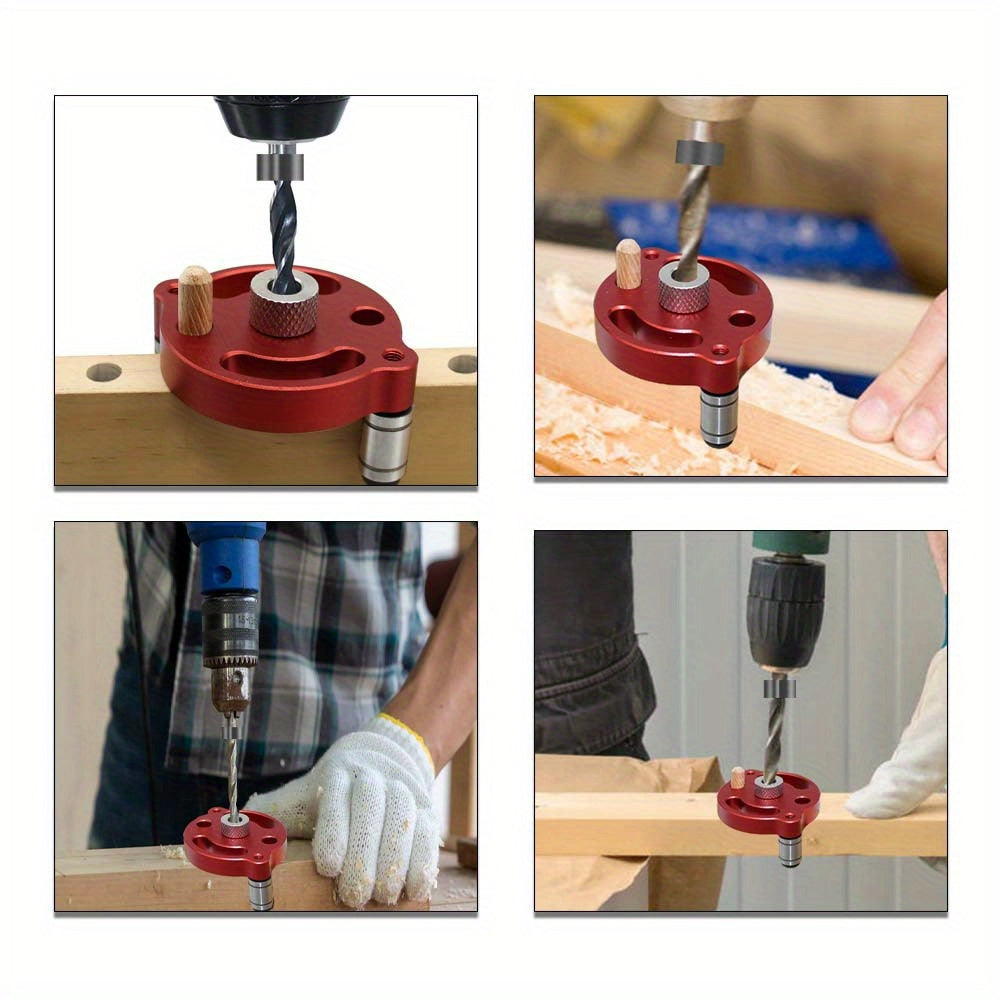 Self-Centering Woodworking Dowel Jig Aluminum Hand Drill Guide for Precise Holes